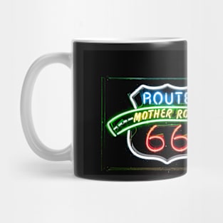 Retro style neon sign on Route 66 Mug